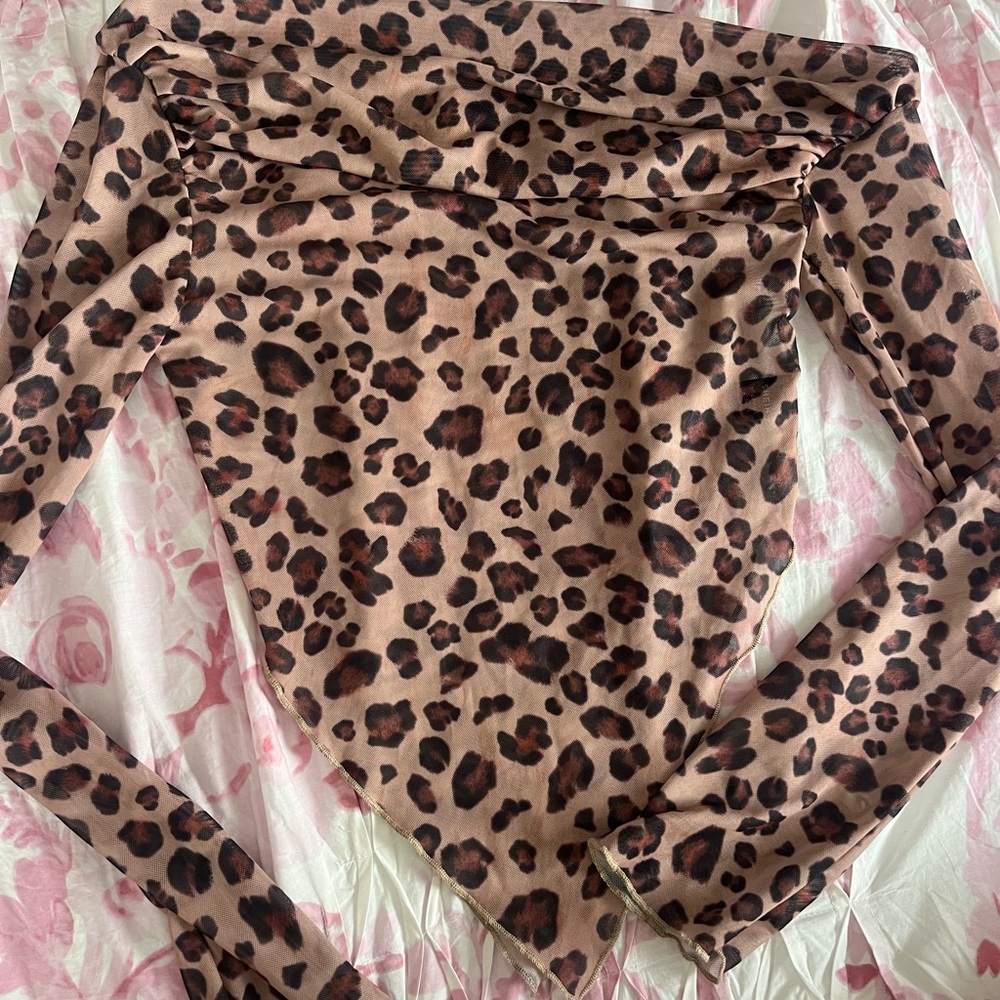 Animal Print Mesh Top